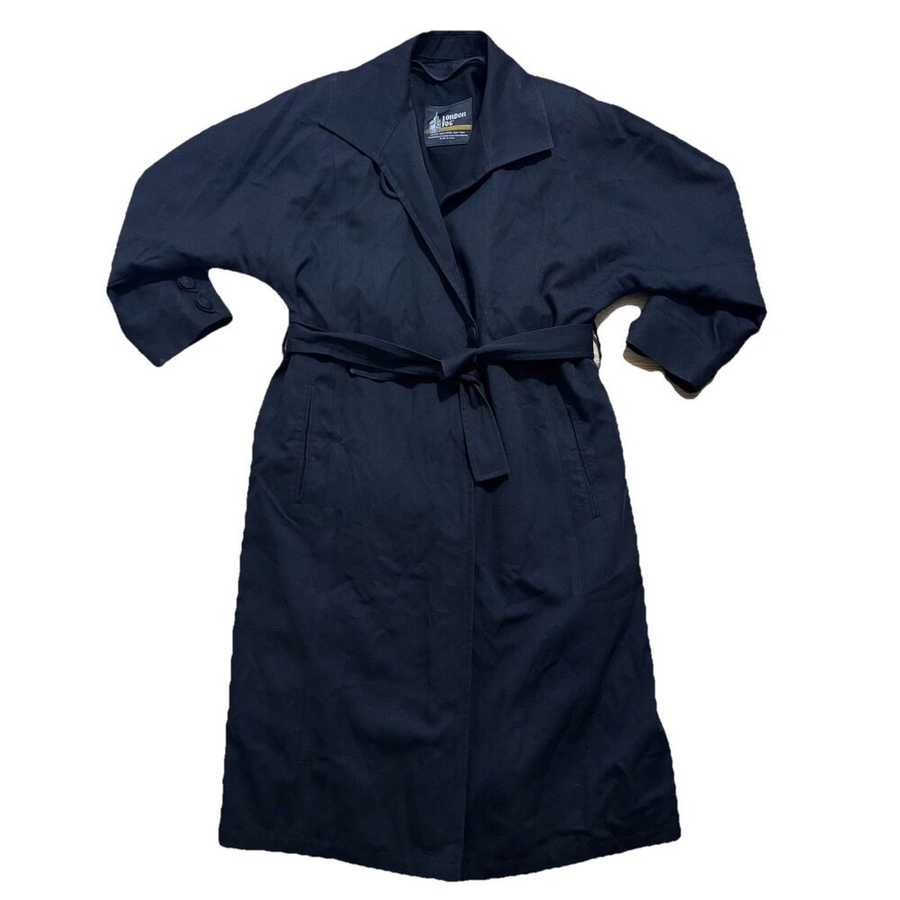 London Fog Trench Coat Women’s Sz 10 Petite Black Belted Removable Liner